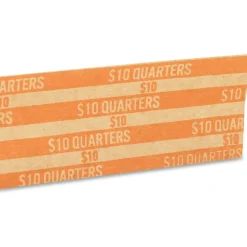 PAP-R Flat Coin Wrappers - Total $10 in 40 Coins of 25¢ Denomination - Heavy Duty - Paper - Kraft, 1000/Pack