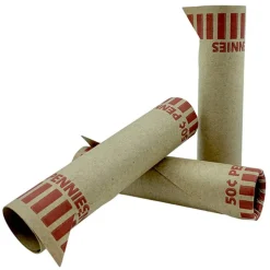 PAP-R Tubular Coin Wrappers - Total $0.50 in 50 Coins of 1¢ Denomination - Heavy Duty, Burst Resistant - Kraft - Red, 1000/Pack