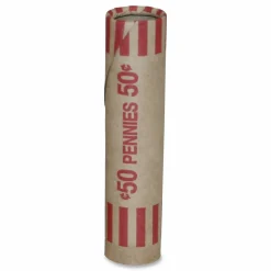 PAP-R Tubular Coin Wrappers - Total $0.50 in 50 Coins of 1¢ Denomination - Heavy Duty, Burst Resistant - Kraft - Red, 1000/Pack