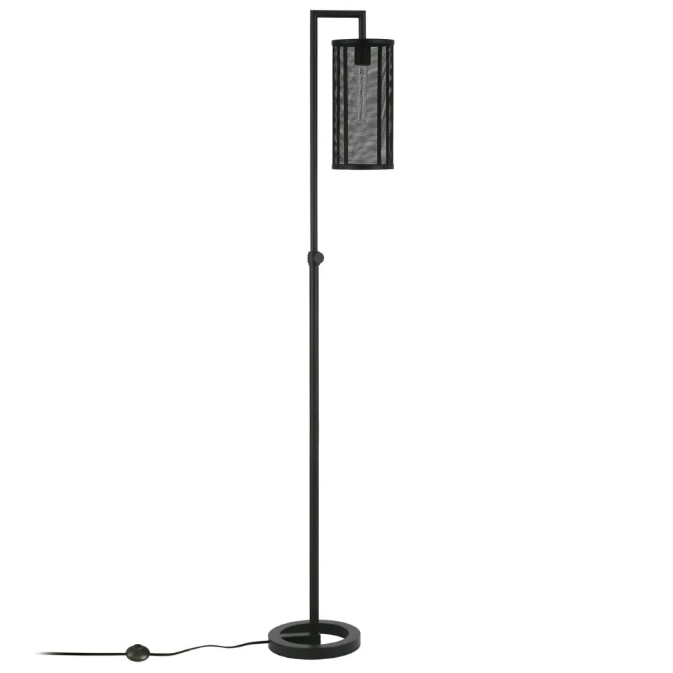 Parthen 69.5" Tall Floor Lamp with Metal Mesh Shade in Blackened Bronze/Blackened Bronze