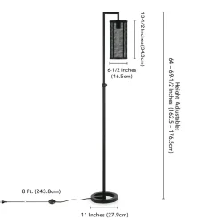 Parthen 69.5" Tall Floor Lamp with Metal Mesh Shade in Blackened Bronze/Blackened Bronze