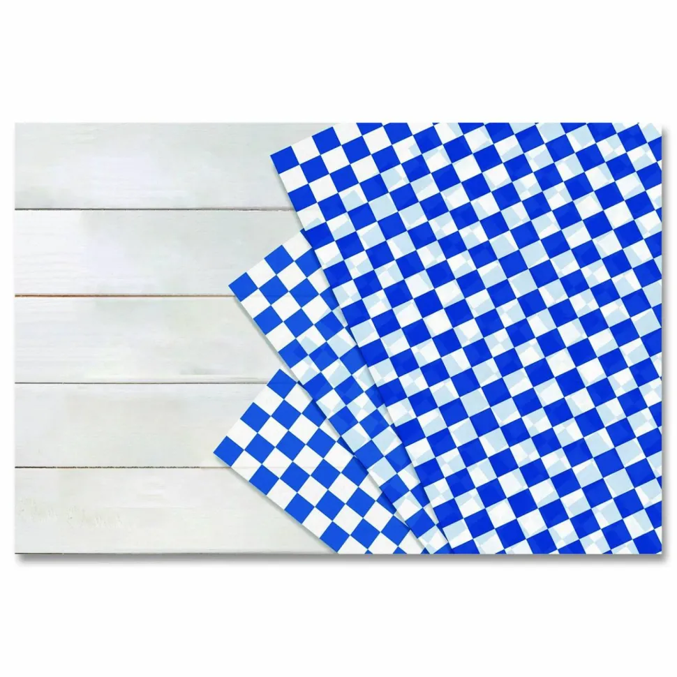 Paterson Grease-Resistant Food Wrap, 12 x 12, Blue Check, 5,000/Carton