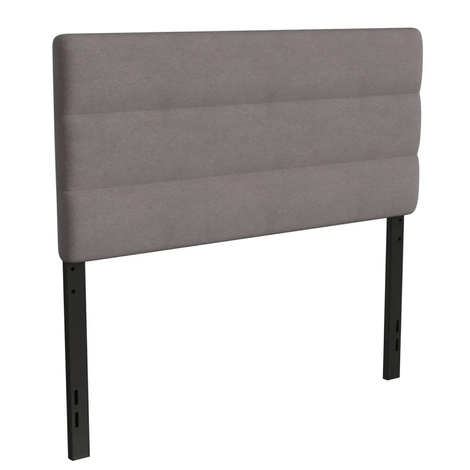 Paxton Full Channel Stitched Fabric Upholstered Headboard, Adjustable Height from 44.5" to 57.25" - Gray