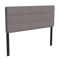 Paxton Queen Channel Stitched Fabric Upholstered Headboard, Adjustable Height from 44.5" to 57.25" - Gray
