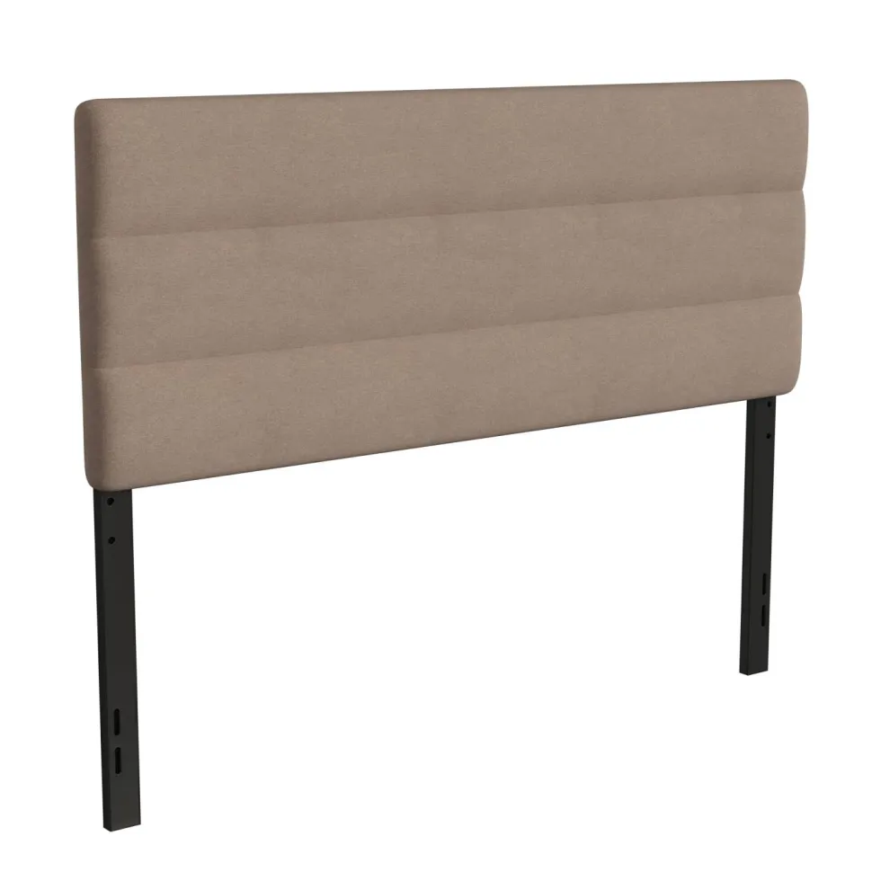 Paxton Queen Channel Stitched Fabric Upholstered Headboard, Adjustable Height from 44.5" to 57.25" - Taupe