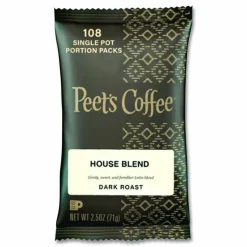 Peet's Coffee & Tea Coffee Portion Packs, House Blend, Dark Roast, Pack Makes 8 Cups, 18 Packs/Box