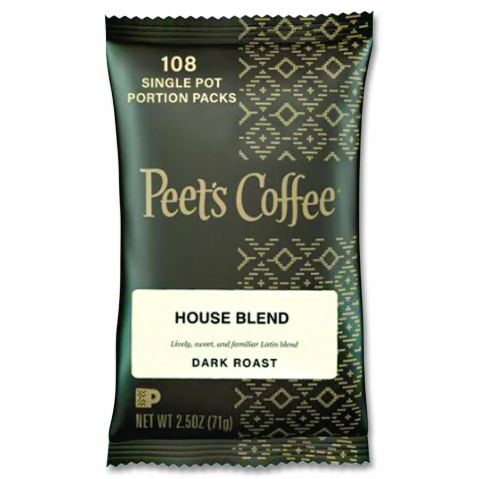 Peet's Coffee & Tea Coffee Portion Packs, House Blend, Dark Roast, Pack Makes 8 Cups, 18 Packs/Box