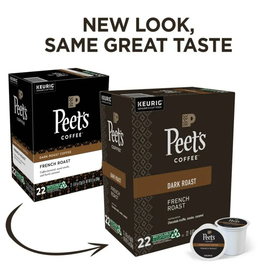Peet's Coffee & Tea Single-Serve Coffee K-Cups, French Roast, Carton Of 4 Cups, Box Of 24 Cartons