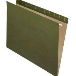 Pendaflex Hanging Folders, Letter Size, 100% Recycled; Standard Green, Box Of 25 Folders