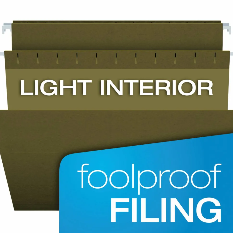 Pendaflex Hanging Folders, Legal Size, 100% Recycled, Standard Green, Box Of 25 Folders