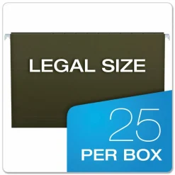 Pendaflex Hanging Folders, Legal Size, 100% Recycled, Standard Green, Box Of 25 Folders