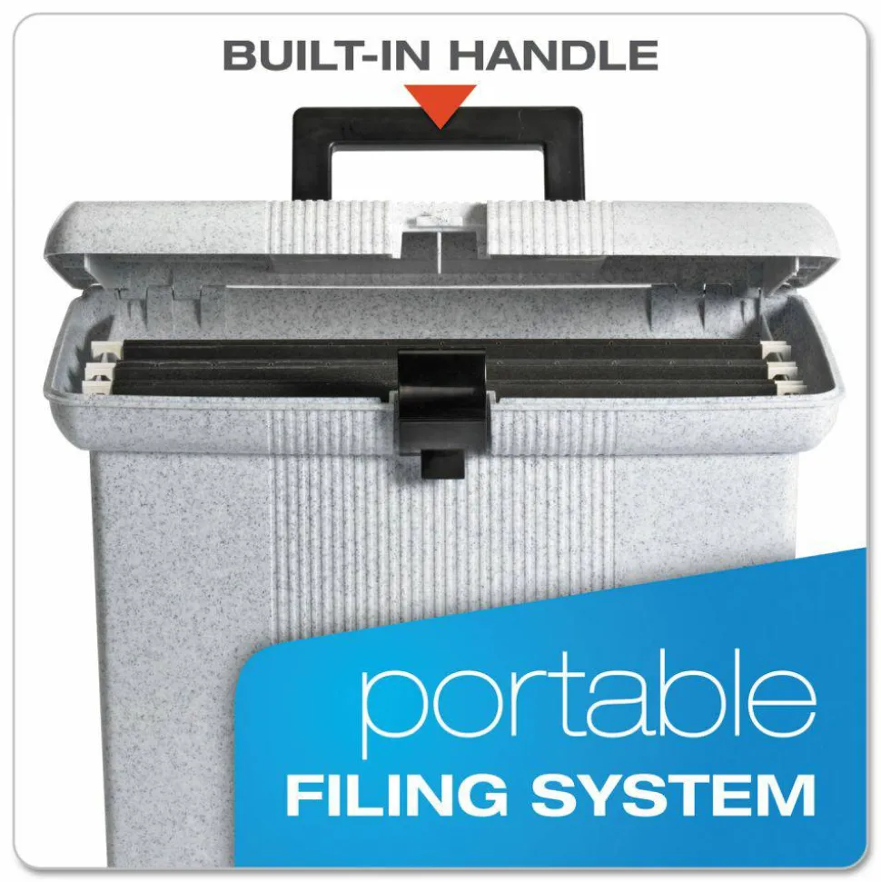 Pendaflex Portable File Boxes, Letter Files, 14.88" x 6.5" x 11.88", Granite