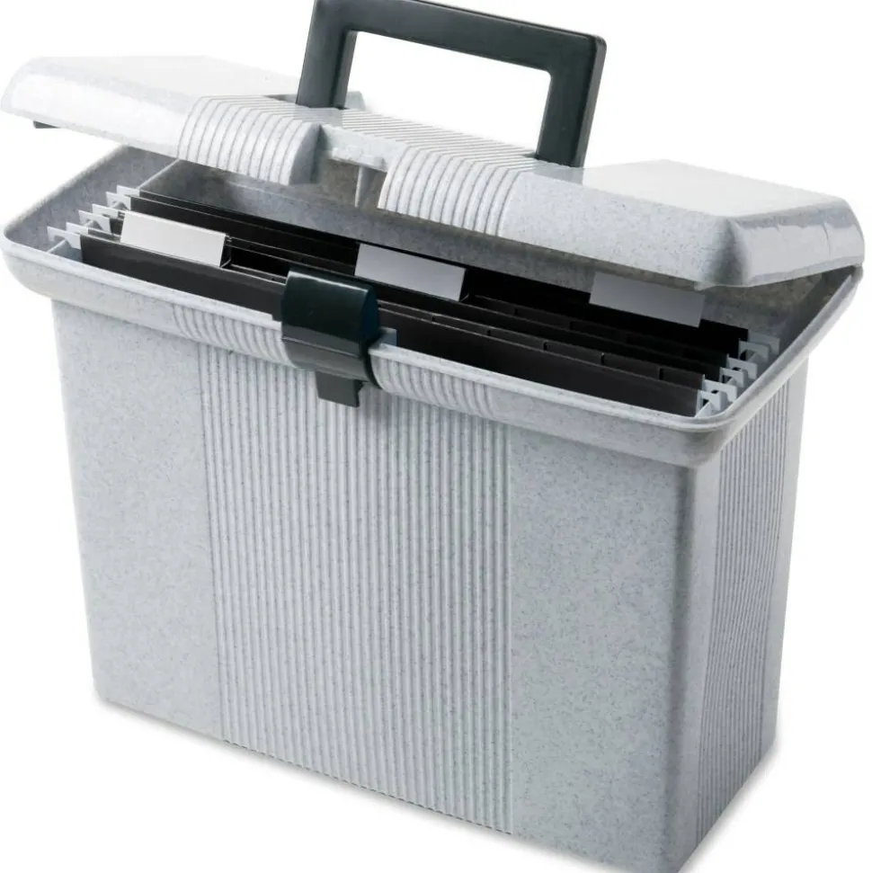 Pendaflex Portable File Boxes, Letter Files, 14.88" x 6.5" x 11.88", Granite