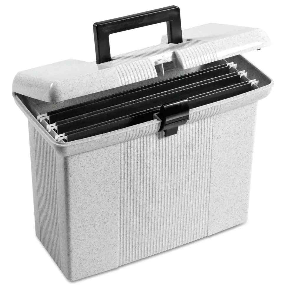 Pendaflex Portable File Boxes, Letter Files, 14.88" x 6.5" x 11.88", Granite