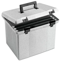 Pendaflex Portable File Boxes, Letter Files, 13.88" x 14" x 11.13", Granite
