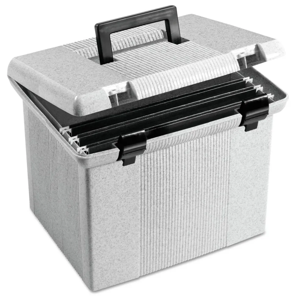 Pendaflex Portable File Boxes, Letter Files, 13.88" x 14" x 11.13", Granite