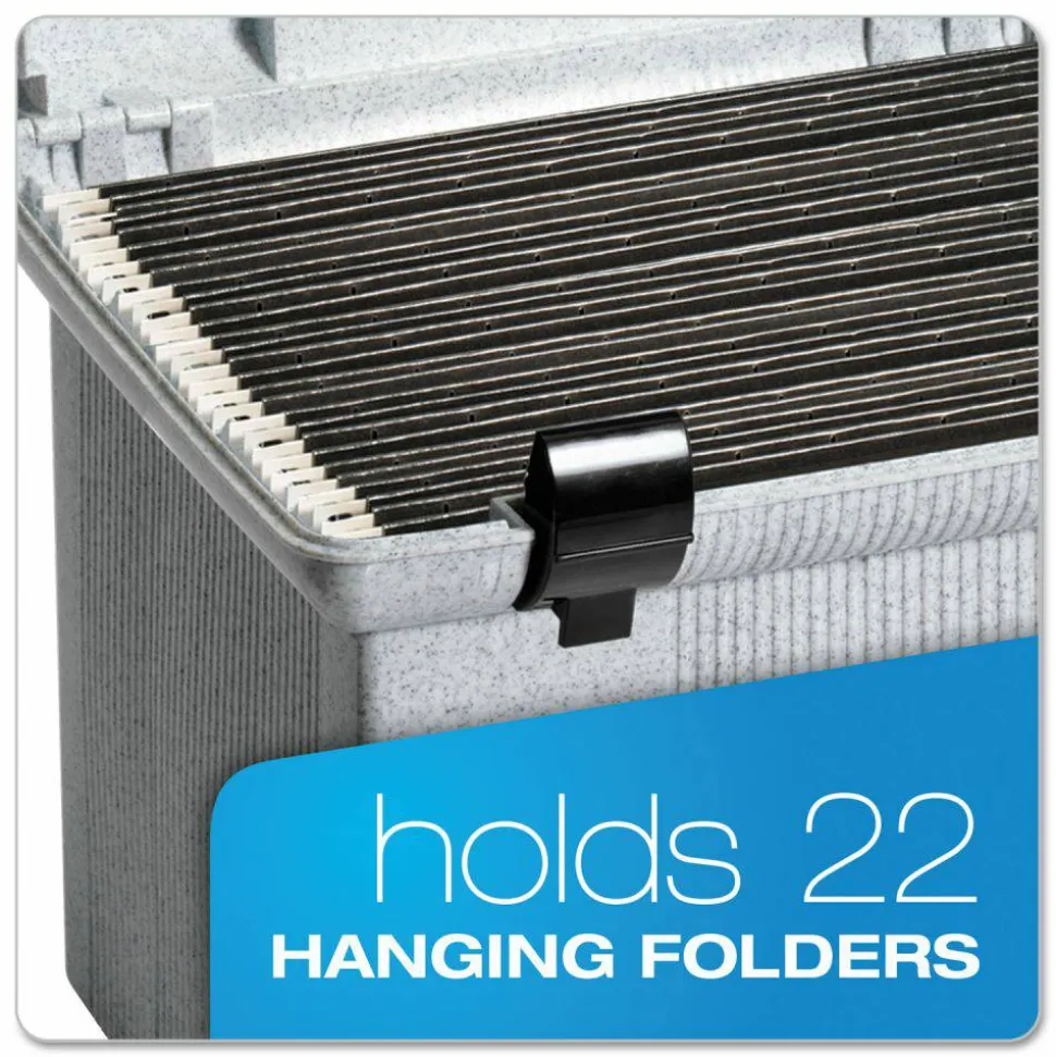 Pendaflex Portable File Boxes, Letter Files, 13.88" x 14" x 11.13", Granite