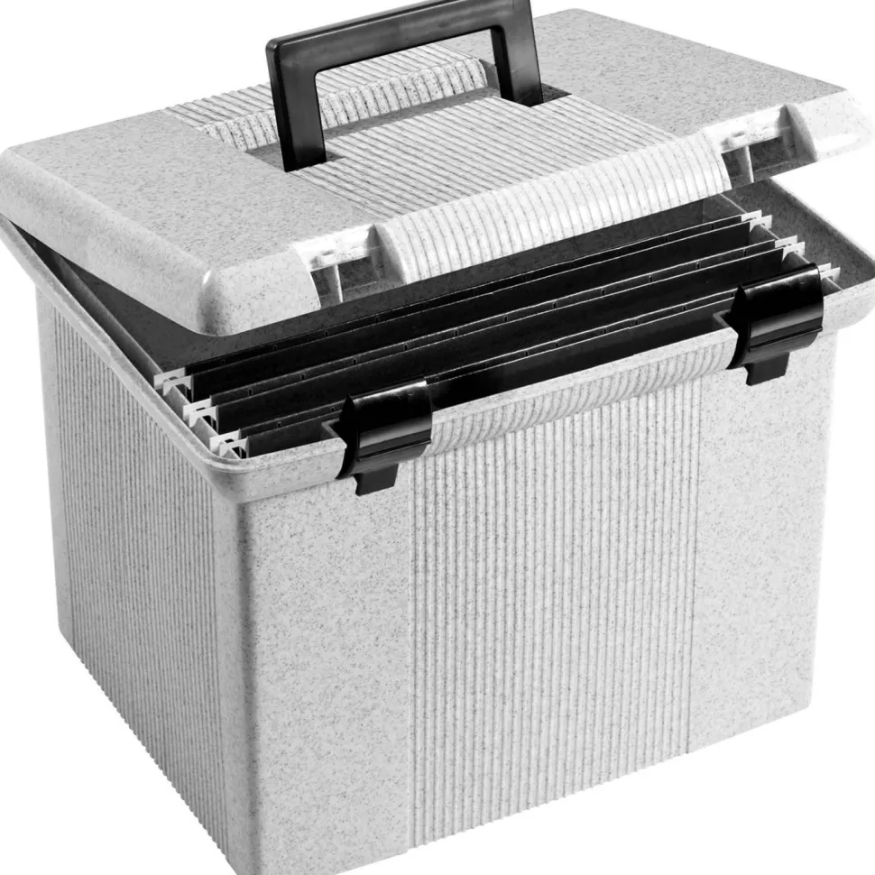 Pendaflex Portable File Boxes, Letter Files, 13.88" x 14" x 11.13", Granite