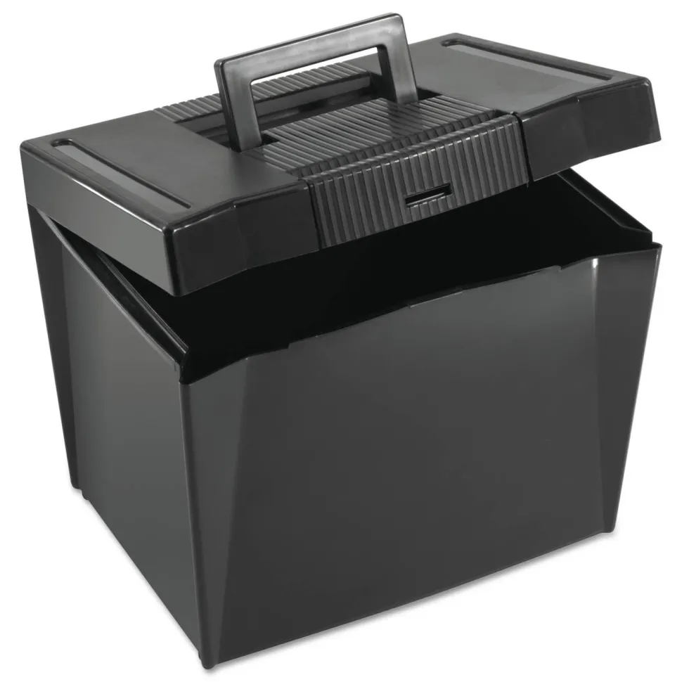 Pendaflex Portable Letter Size File Box, Letter Files, 13.5" x 10.25" x 10.88", Black