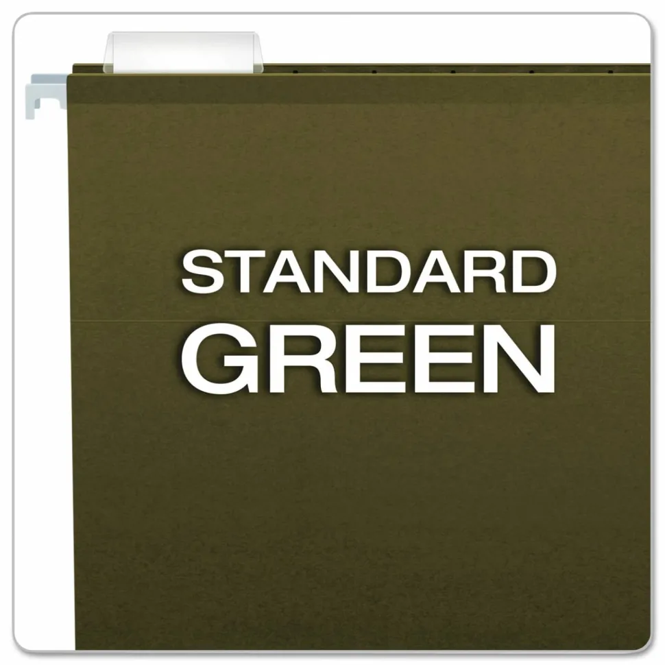 Pendaflex Premium Reinforced Hanging File Folders With Tabs, Letter Size, Standard Green, Pack Of 25 Folders
