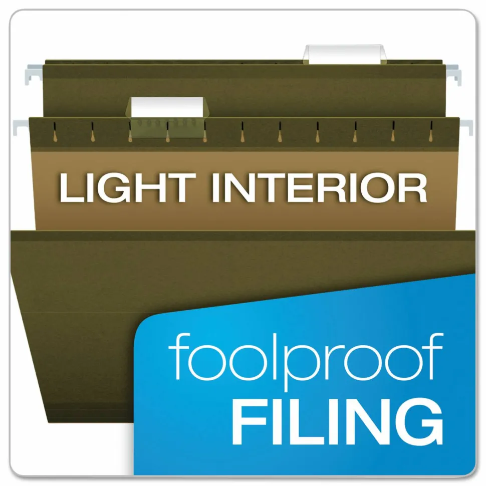 Pendaflex Premium Reinforced Hanging File Folders With Tabs, Letter Size, Standard Green, Pack Of 25 Folders