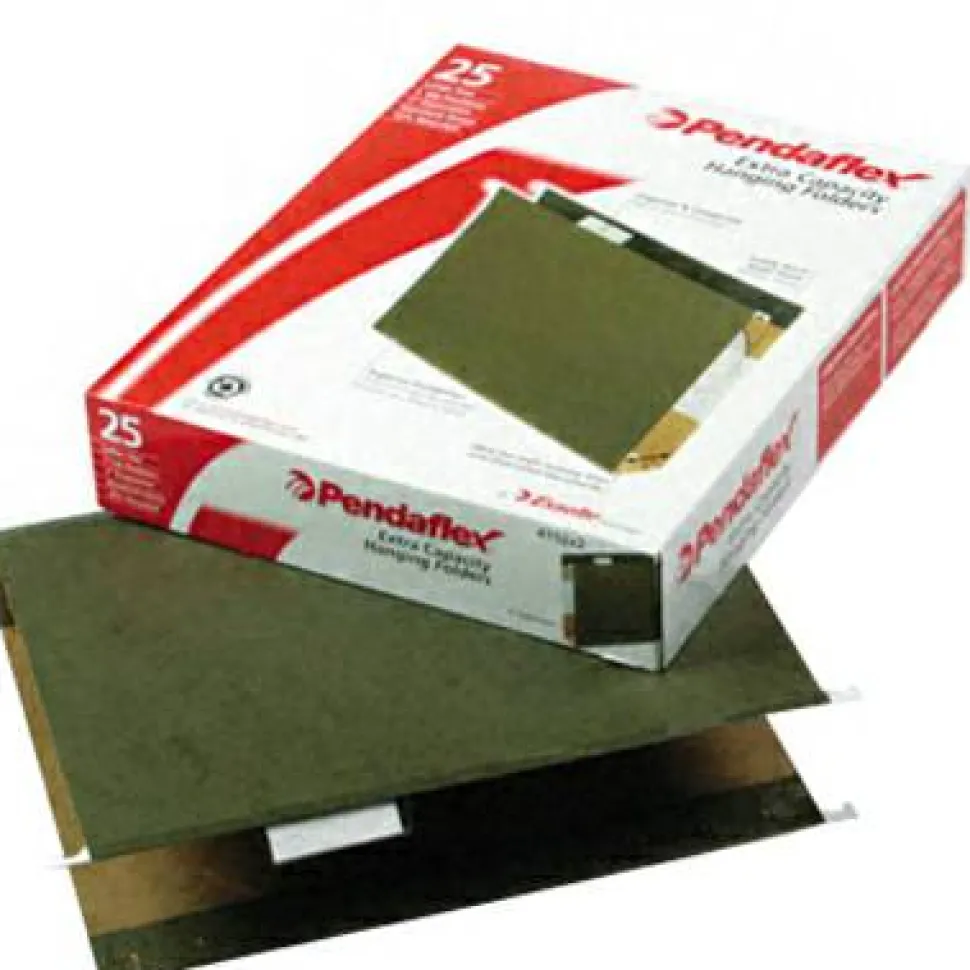 Pendaflex Premium Reinforced Extra-Capacity Hanging File Folders, 2" Expansion, Letter Size, Green, Pack Of 25 Folders