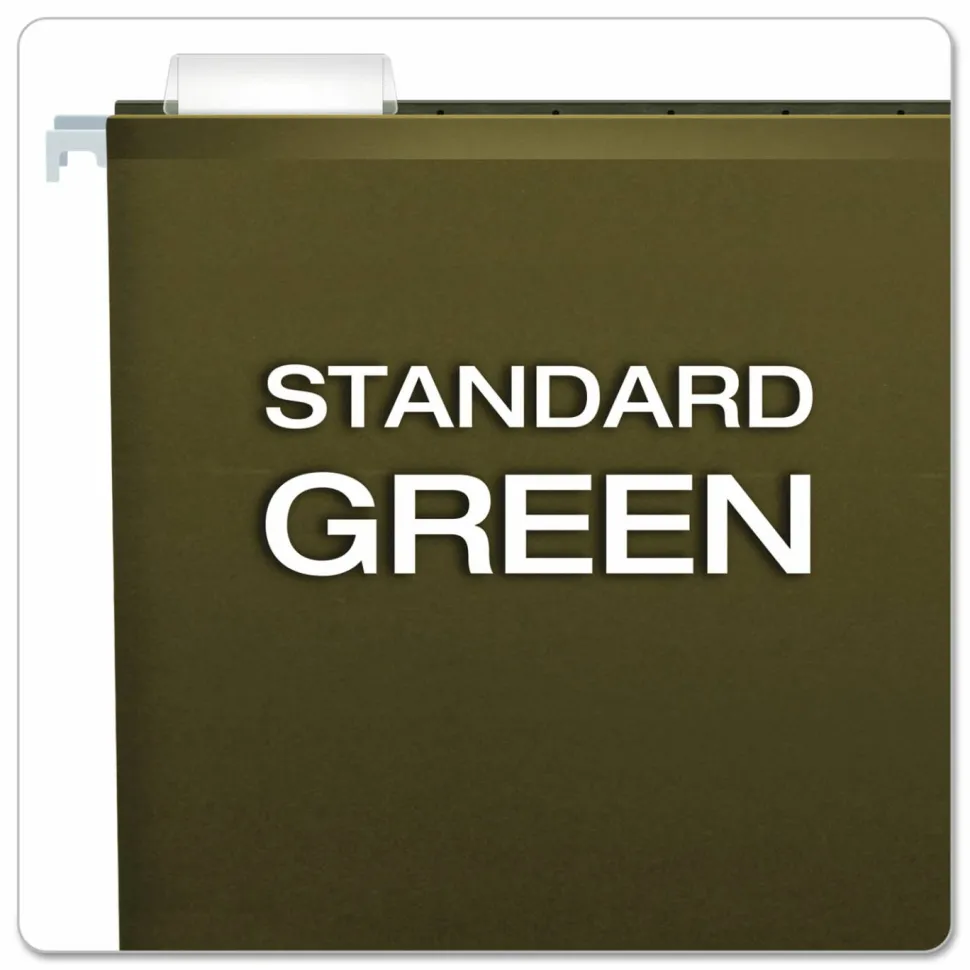 Pendaflex Premium Reinforced Extra-Capacity Hanging File Folders, 2" Expansion, Letter Size, Green, Pack Of 25 Folders