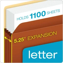 Pendaflex Standard Expanding File Pockets, 5.25" Expansion, Letter Size, Redrope, 10/Box
