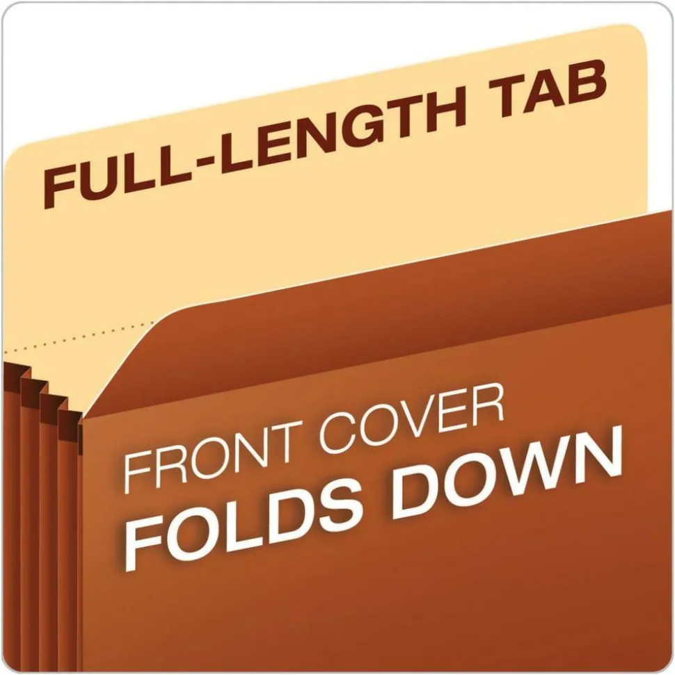 Pendaflex Standard Expanding File Pockets, 5.25" Expansion, Letter Size, Redrope, 10/Box