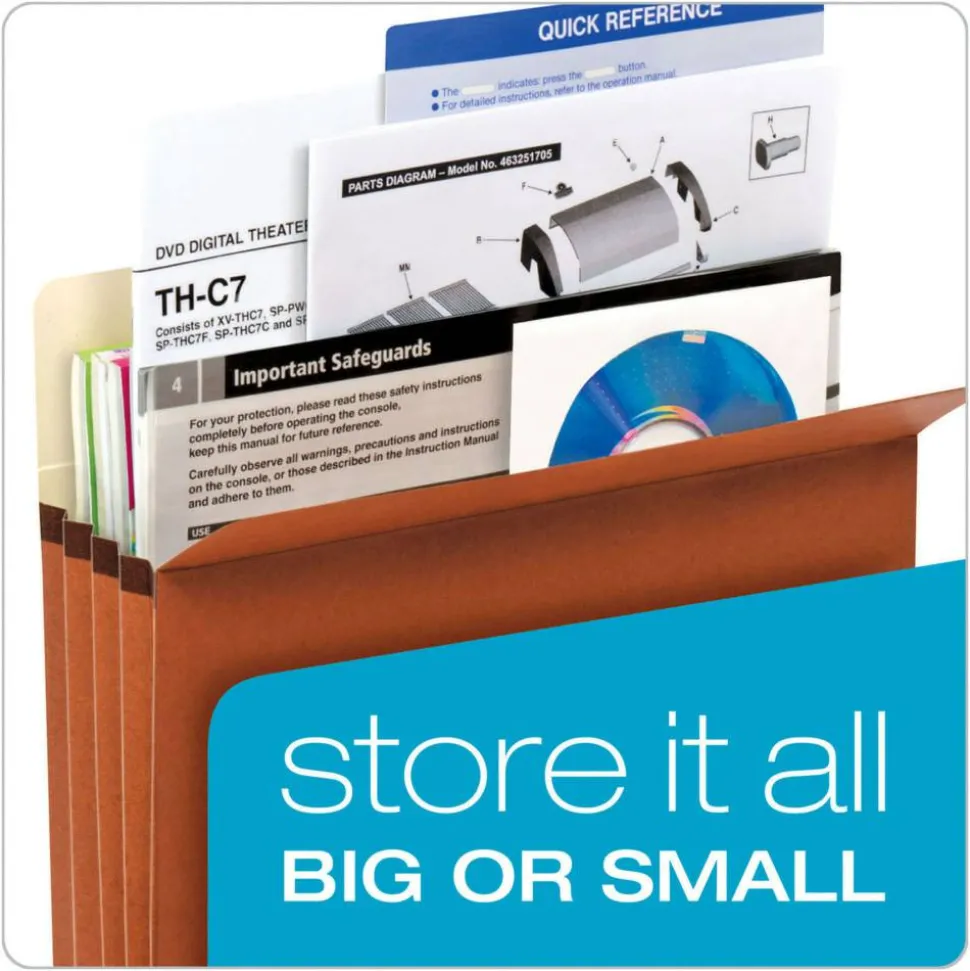 Pendaflex Standard Expanding File Pockets, 5.25" Expansion, Letter Size, Redrope, 10/Box