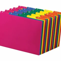 Pendaflex Top-Tab A-Z File Guides, Polypropylene, Letter Size, 1/5-Cut Tab, Assorted Colors, Pack Of 25