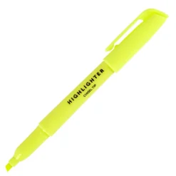 Pen-Style Highlighters, Chisel Point, 100% Recycled Plastic Barrel, Fluorescent Yellow, Pack Of 6