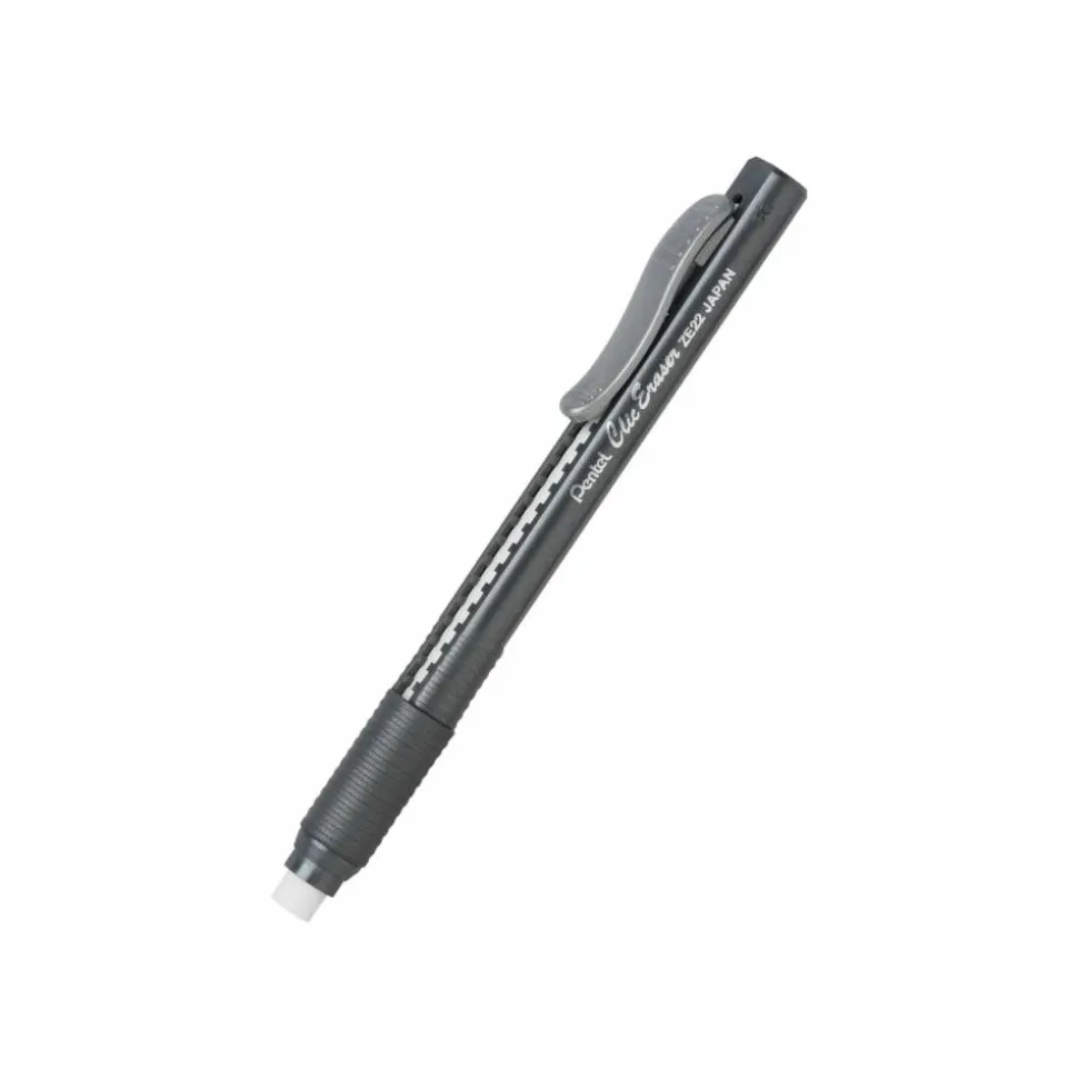 Pentel Clic Erasers, 5", Assorted Barrel Colors, Pack Of 3