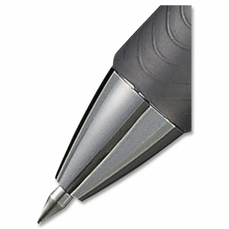 Pentel EnerGel Retractable Liquid Gel Pens, Medium Point, 0.7 mm, Silver Barrel, Black Ink, Pack Of 12