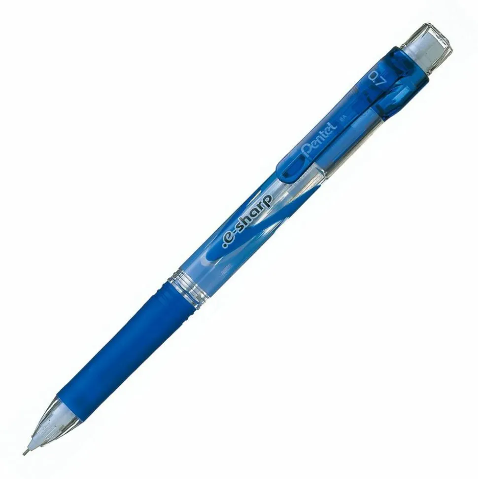Pentel e-Sharp Mechanical Pencil, 0.7mm, #2 Lead, 72% Recycled, Blue Barrel, Pack Of 12