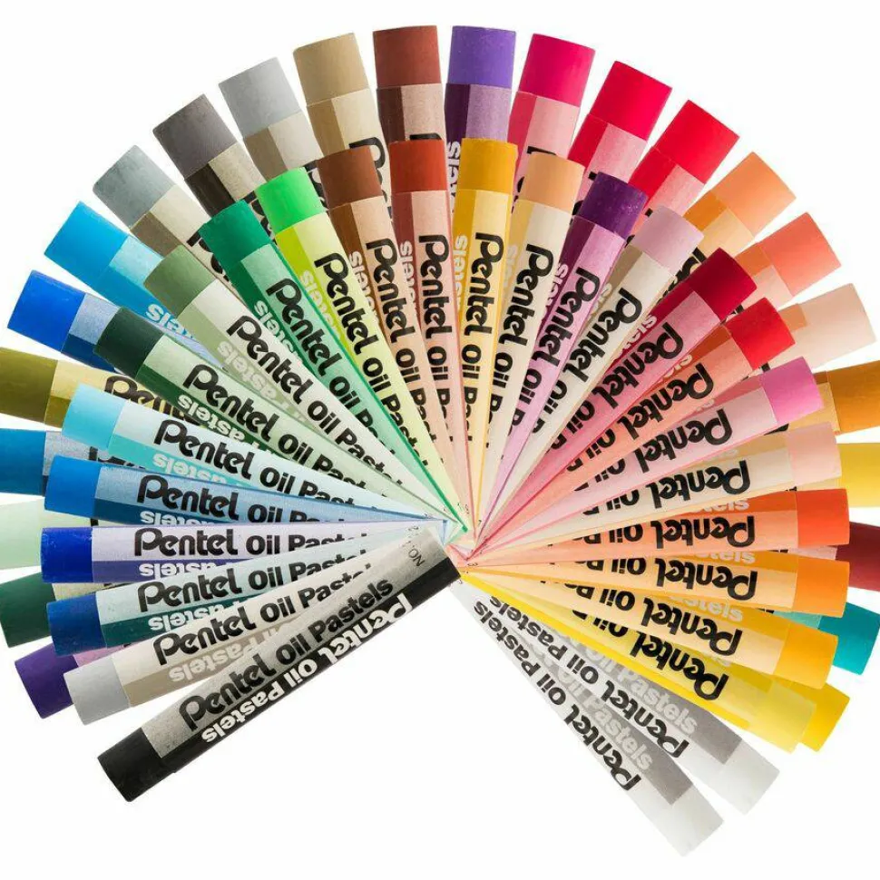 Pentel Oil Pastel Set With Carrying Case, Assorted, PHN50