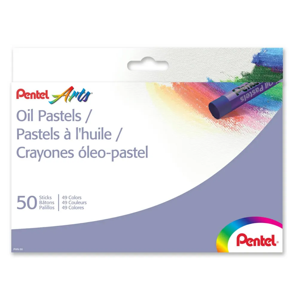 Pentel Oil Pastel Set With Carrying Case, Assorted, PHN50
