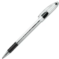 Pentel R.S.V.P. Ballpoint Pens, Fine Point, 0.7 mm, Clear Barrel, Black Ink, Pack Of 12