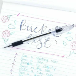 Pentel R.S.V.P. Ballpoint Pens, Medium Point, 1.0 mm, Clear Barrel, Black Ink, Pack Of 12