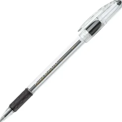 Pentel R.S.V.P. Ballpoint Pens, Medium Point, 1.0 mm, Clear Barrel, Black Ink, Pack Of 12