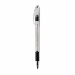 Pentel R.S.V.P. Ballpoint Pens, Medium Point, 1.0 mm, Clear Barrel, Black Ink, Pack Of 12