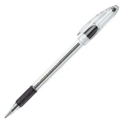 Pentel R.S.V.P. Ballpoint Pens, Medium Point, 1.0 mm, Clear Barrel, Black Ink, Pack Of 12