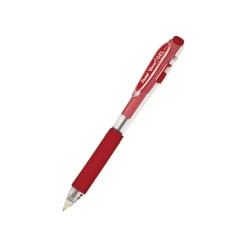 Pentel Wow! Retractable Gel Roller Pens, Medium Point, 0.7 mm, Clear Barrel, Red Ink, Pack Of 12