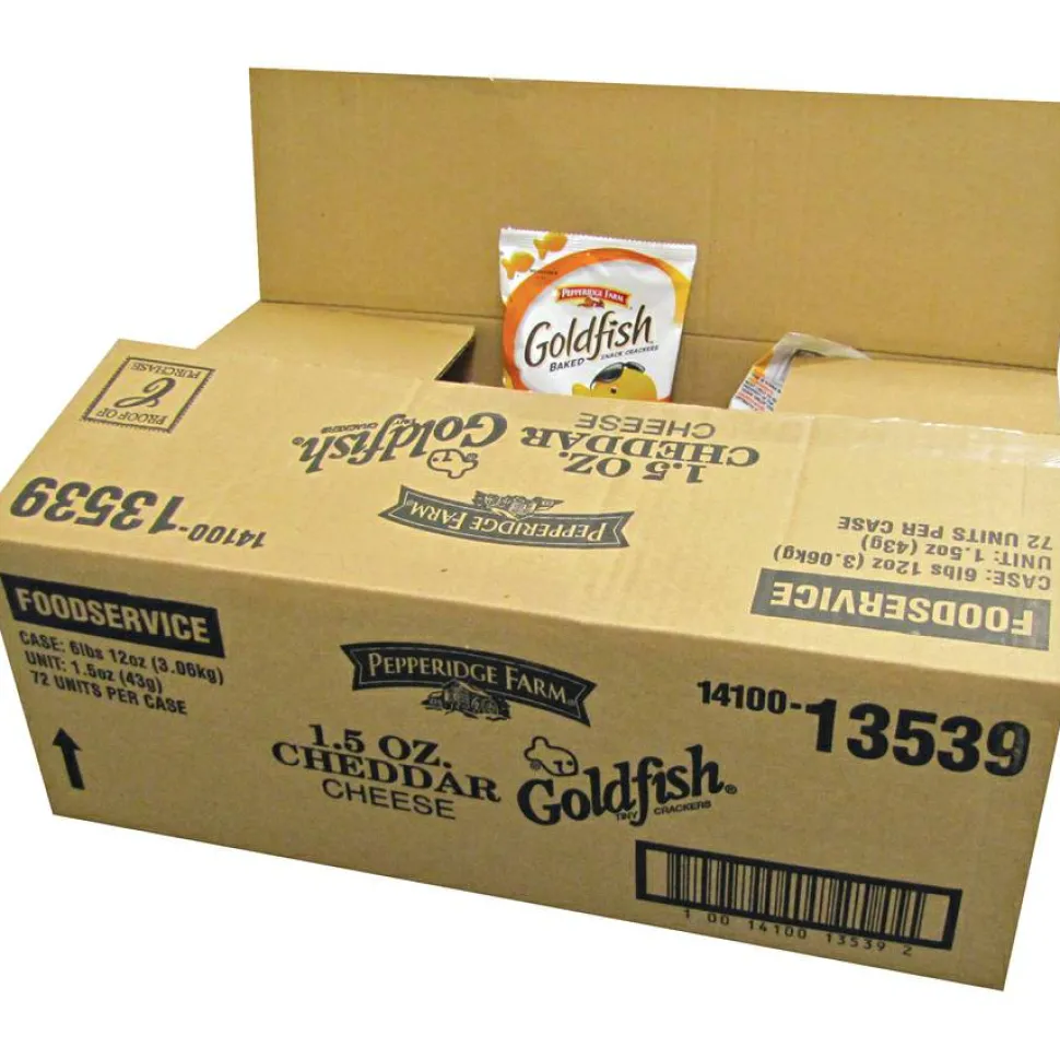Pepperidge Farm Goldfish Baked Crackers, Cheddar, 1.5 Oz, Carton Of 72