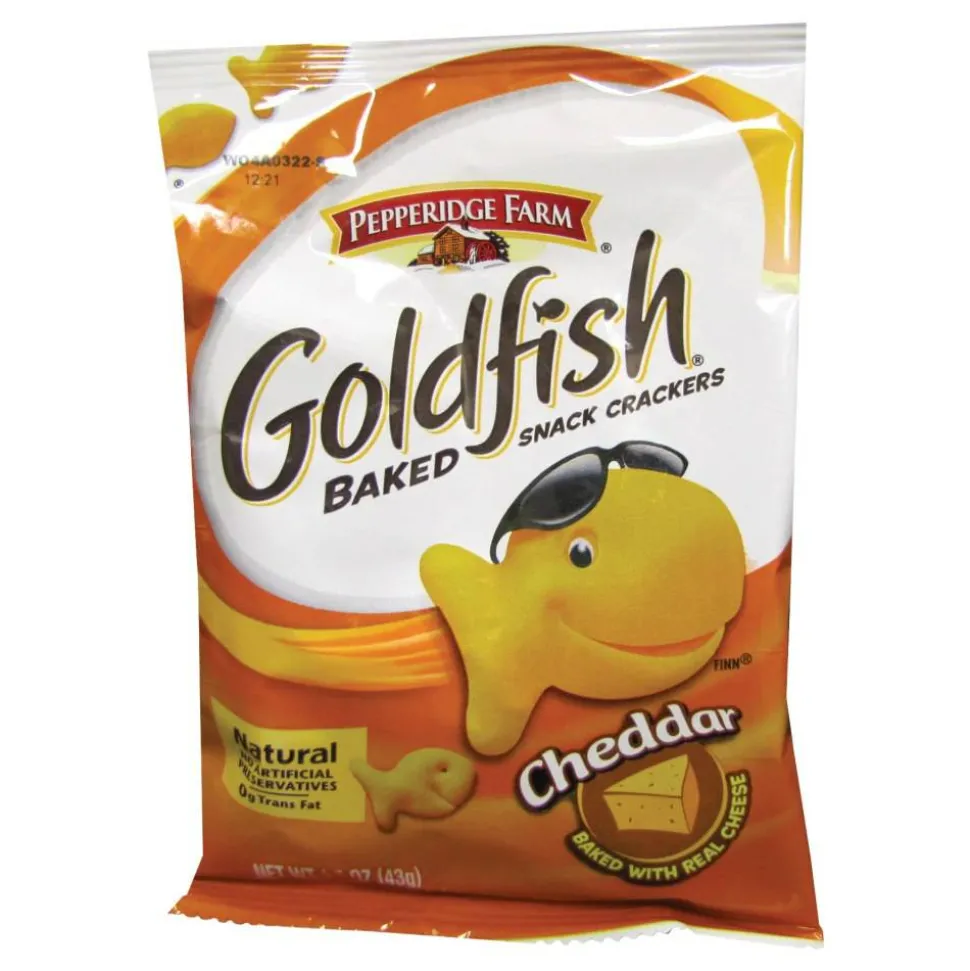 Pepperidge Farm Goldfish Baked Crackers, Cheddar, 1.5 Oz, Carton Of 72