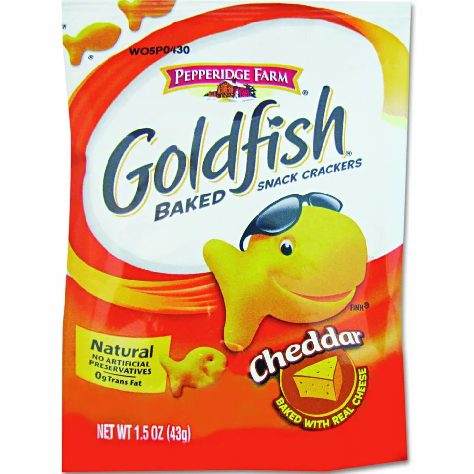 Pepperidge Farm Goldfish Baked Crackers, Cheddar, 1.5 Oz, Carton Of 72