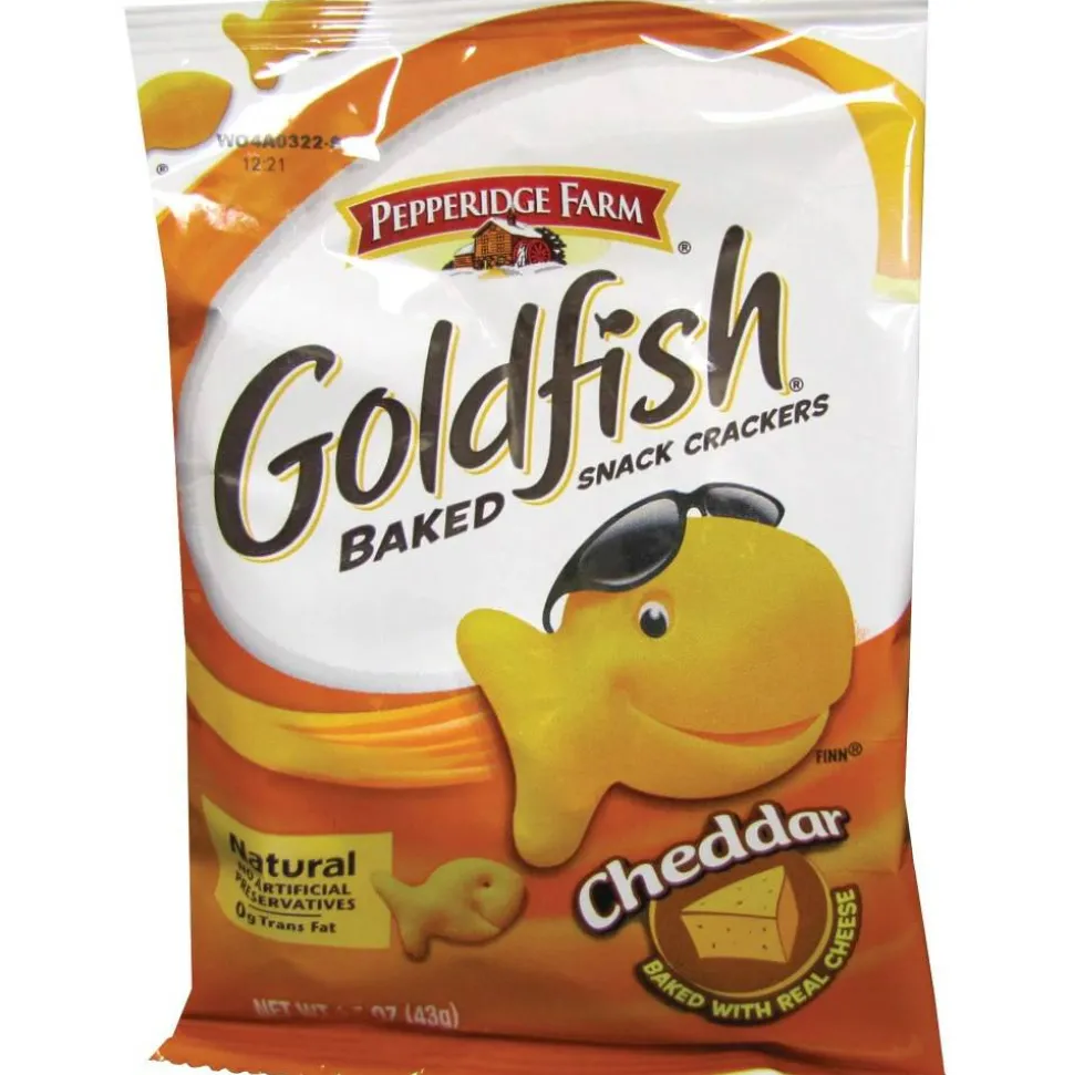 Pepperidge Farm Goldfish Baked Crackers, Cheddar, 1.5 Oz, Carton Of 72