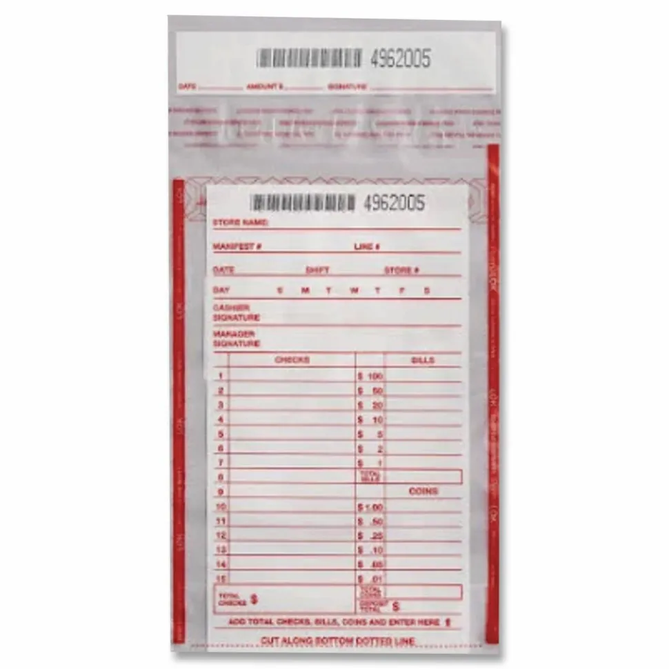 PermaLOK Deposit Bag, Plastic, 5.75" x 3" x 8.75", Clear, 1,000/Carton