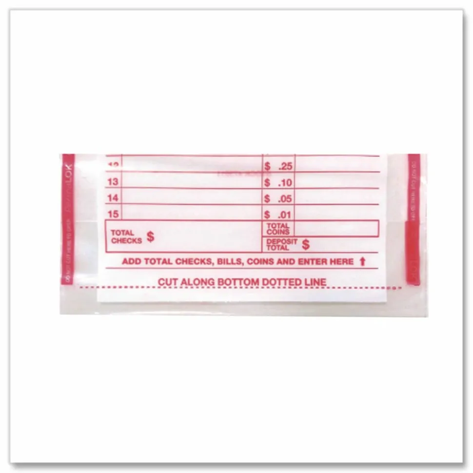 PermaLOK Deposit Bag, Plastic, 5.75" x 3" x 8.75", Clear, 1,000/Carton