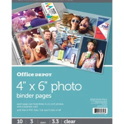 Photo Binder Pages, 4" x 6", Multi Direction, Clear, Pack Of 10